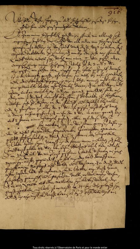 Lettre de Caspar March à Jan Heweliusz, Rostock, 1er janvier 1665