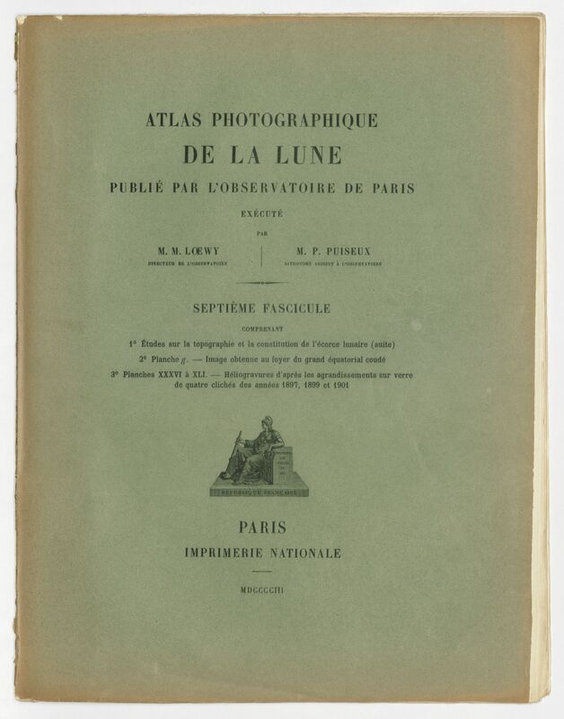 Index du septième fascicule, Atlas photographique de la lune publié par l'Observatoire de Paris