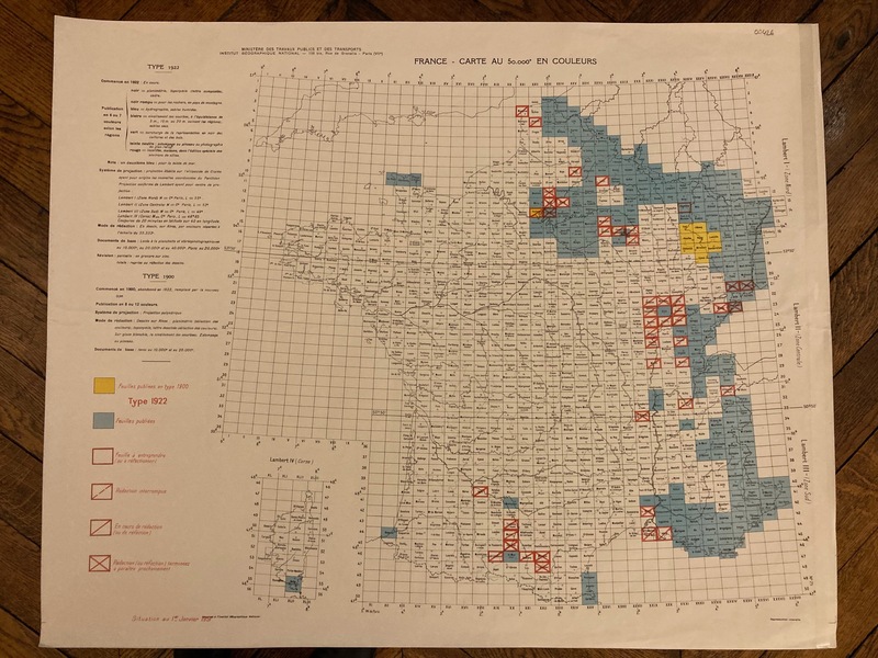 Nouvelle Triangulation de la France (NTF), situation au 1er janvier 1951