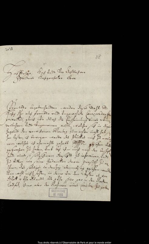 Lettre de Christoph Friedrich zu Dohna à Jan Heweliusz, Samrodt, 26 décembre 1680