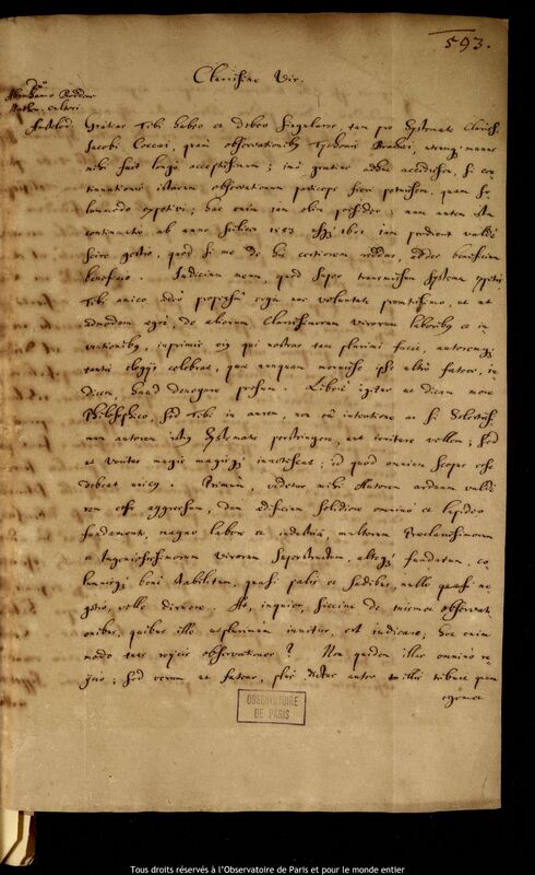 Lettre de Jan Heweliusz à Abraham Boddens, Gdansk, 30 juillet 1660