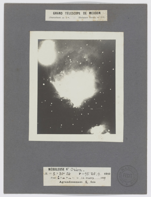 Orion, 14-03-1899, x2, 1h, pris au grand télescope de Meudon. (titre forgé)