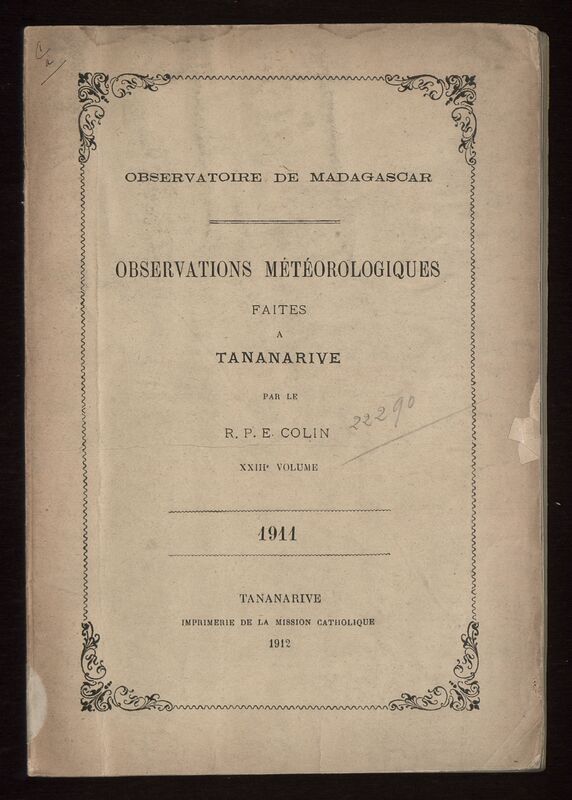 (1912) Observations météorologiques faites à Tananarive