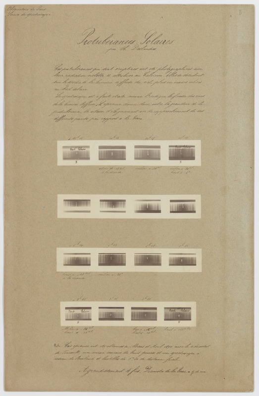 Protubérances solaires, par H. Deslandres […]. Agrandissement 4 fois, diamètre de la terre 4/5 mm (titre original)