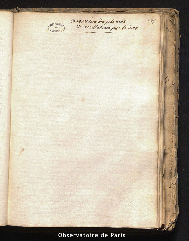 CASSINI I et FEUILLEE. Observations de la conjonction de Mars avec Saturne faite à Marseille le 1 janvier 1699