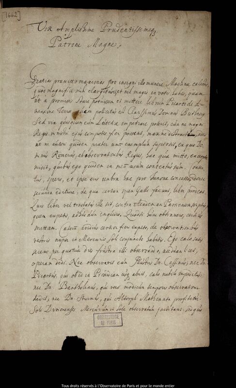 Lettre de Julius Reichelt à Jan Heweliusz, Strasbourg, 31 août 1674