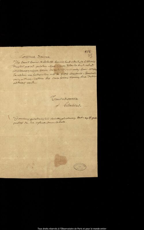 Lettre de François Bernier à Jan Heweliusz, Gdansk, 1648