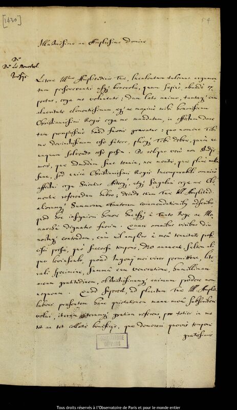 Lettre de Jan Heweliusz à Antoine-Gédéon Le Ménestrel de Hauguel, Gdansk, 2 avril 1671