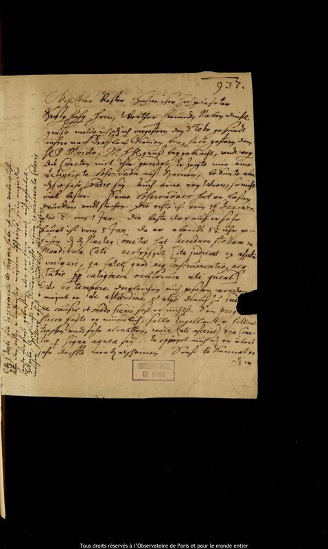 Lettre de Michael Behm à Jan Heweliusz, Kaliningrad, 5 février 1665