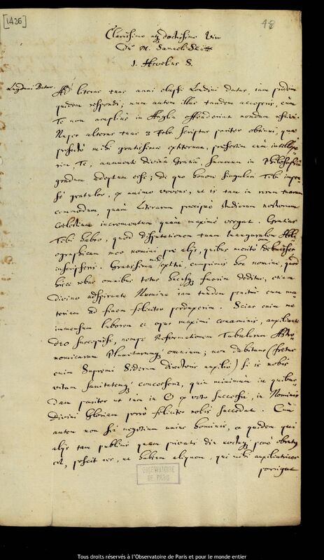 Lettre de Jan Heweliusz à Samuel Schult, Gdansk, 3 mars 1671