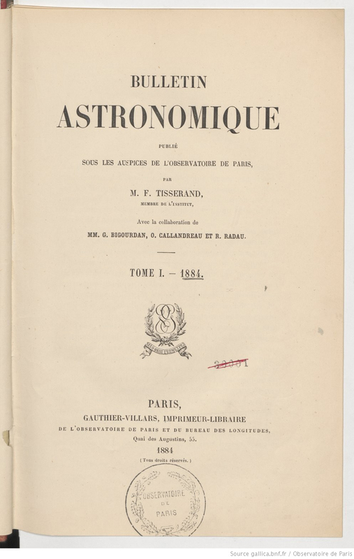 (1884-1918) Bulletin astronomique