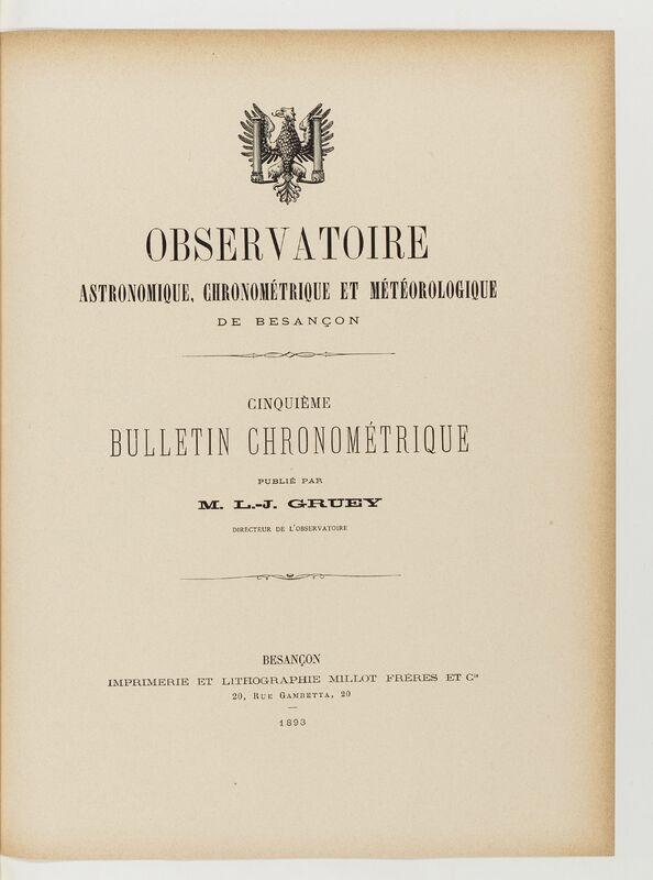 (1893) Observatoire astronomique, chronométrique et météorologique de Besançon