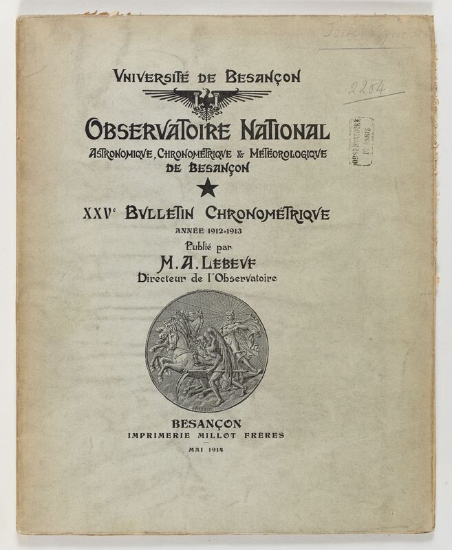 (1914) Observatoire national astronomique, chronométrique et météorologique de Besançon