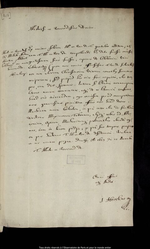 Lettre de Jan Heweliusz à Michal Antoni Hacki, Gdansk, 25 novembre 1673