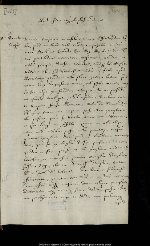 Lettre de Jan Heweliusz à Charles Perrault, Gdansk, 18 août 1674