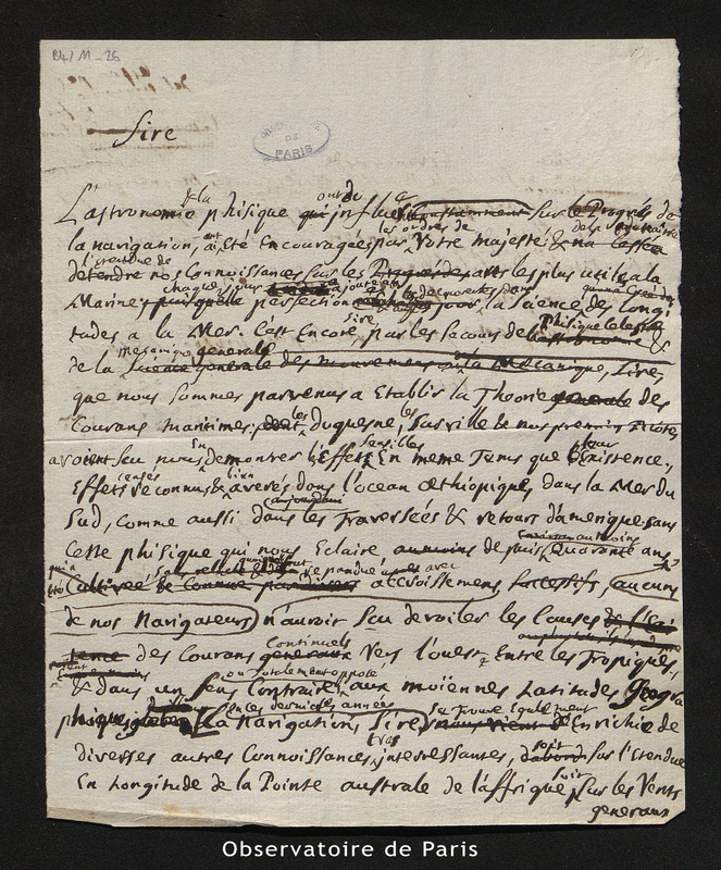 Lettre de Le Monnier au Roi