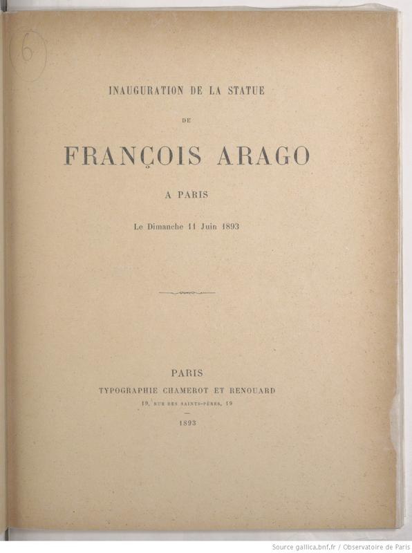 Inauguration de la statue de François Arago à Paris le dimanche 11 juin 1893