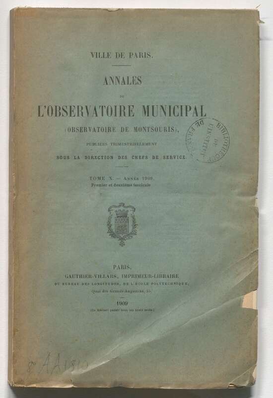 (1909) Annales de l'Observatoire municipal