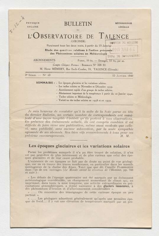 (1940) Bulletin de l'Observatoire de Talence, 3e série