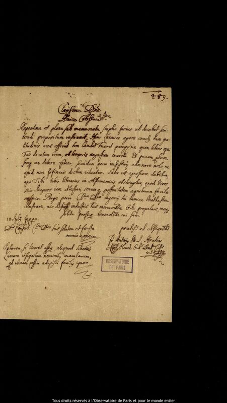 Lettre de Michal Antoni Hacki à Jan Heweliusz, 18 juillet 1656