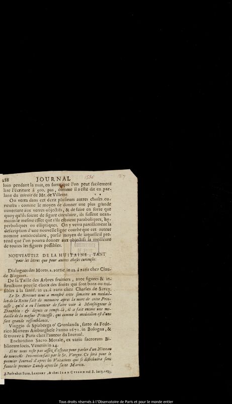 Texte imprimé de Jean de Hautefeuille, Paris, 1683