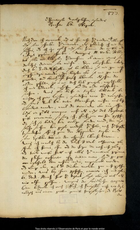 Lettre de Jan Heweliusz à Andreas Marquard, Gdansk, 12 septembre 1664