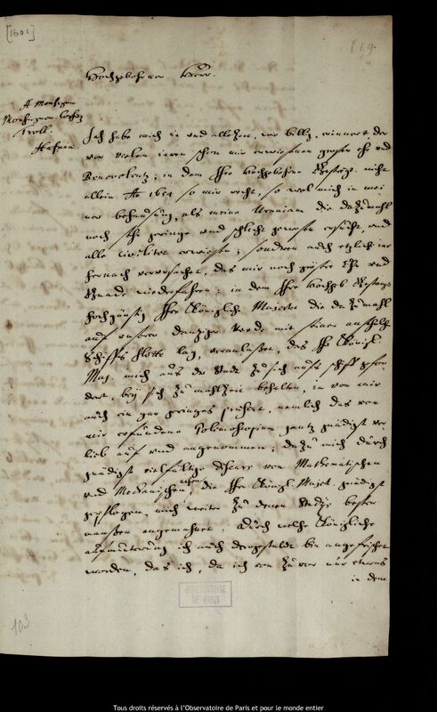 Lettre de Jan Heweliusz à Corfitz Trolle, Gdansk, 5 septembre 1673