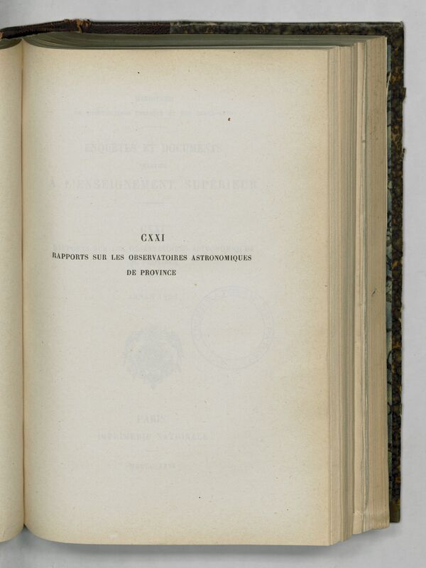 (1925) Rapport sur les observatoires astronomiques de province