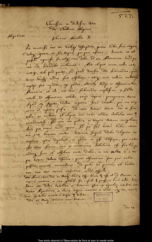 Lettre de Jan Heweliusz à Christiaan Huygens, Gdansk, 26 octobre 1658