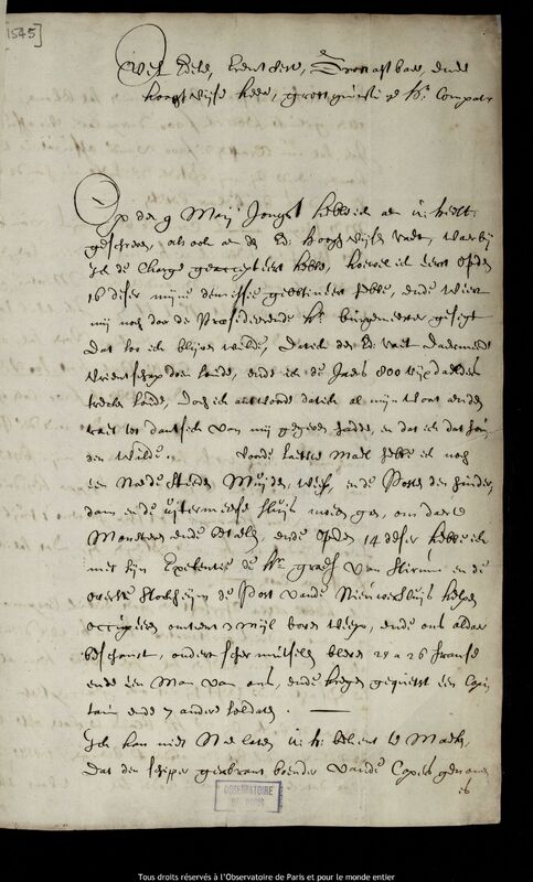 Lettre de Jan Hendricksz Tim à Jan Heweliusz, Amsterdam, 20 mai 1673