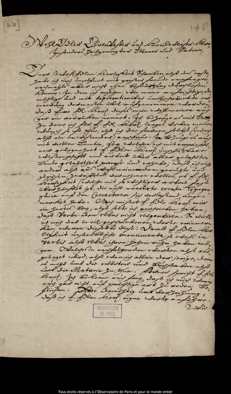 Lettre de Joachim Frisich à Jan Heweliusz, Torun, 9 janvier 1674