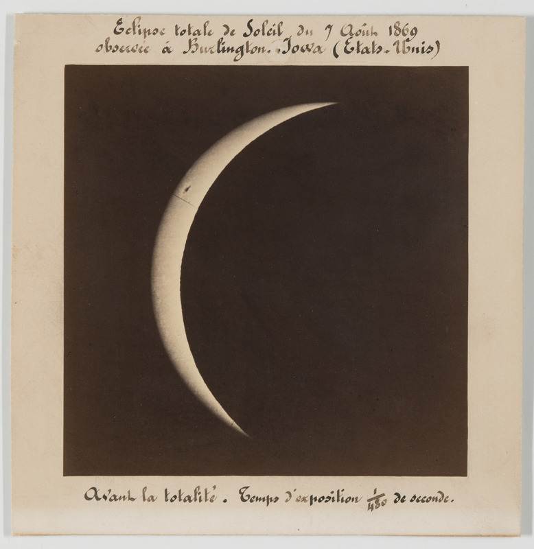 Eclipse totale de soleil du 7 août 1869 observée à Burlington, Iowa [Etats-Unis] : avant la totalité [temps d’exposition 1/480 de seconde] (titre original)