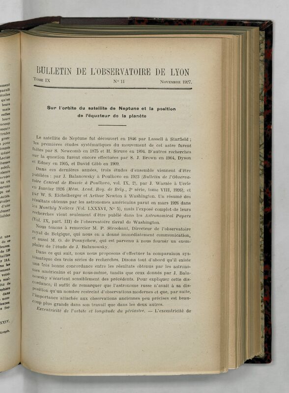 (1927) Bulletin de l'Observatoire de Lyon