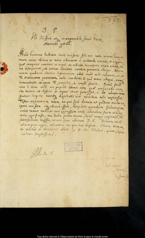 Lettre de Gottfried Zamel à Jan Heweliusz, Elblag, février 1663