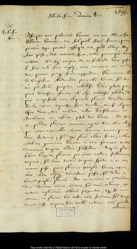 Lettre de Jan Heweliusz à Stanislaw Lubieniecki, Gdansk, 17 avril 1666