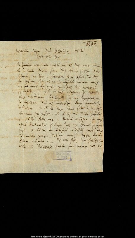 Lettre d'Ulrich Clemens Michaelis à Jan Heweliusz, Szczecin, 26 septembre 1665