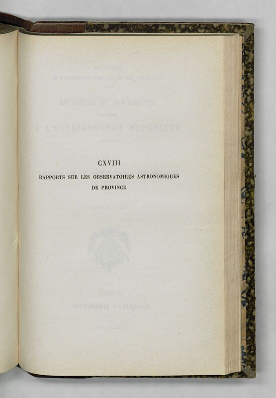 (1922) Rapport sur les observatoires astronomiques de province