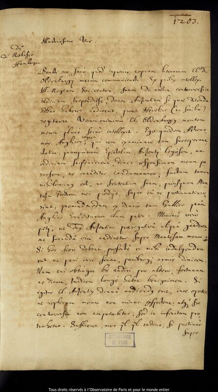 Lettre de Jan Heweliusz à Stanislaw Lubieniecki, Gdansk, 19 mars 1667