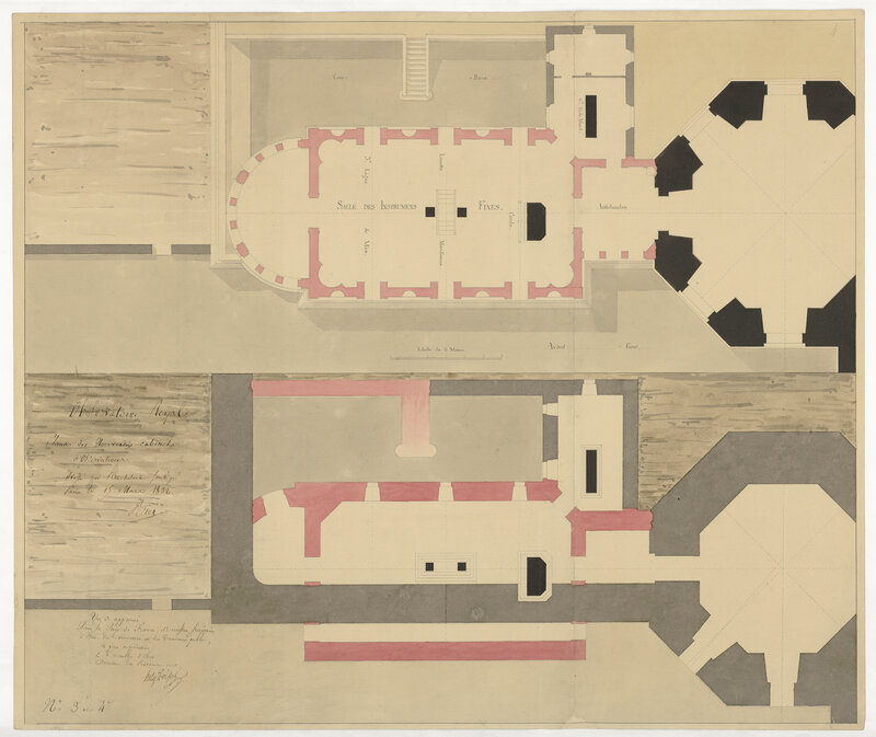 Observatoire de Paris : Série de plans pour les nouveaux cabinets d'observations (titre forgé) / [3 images]