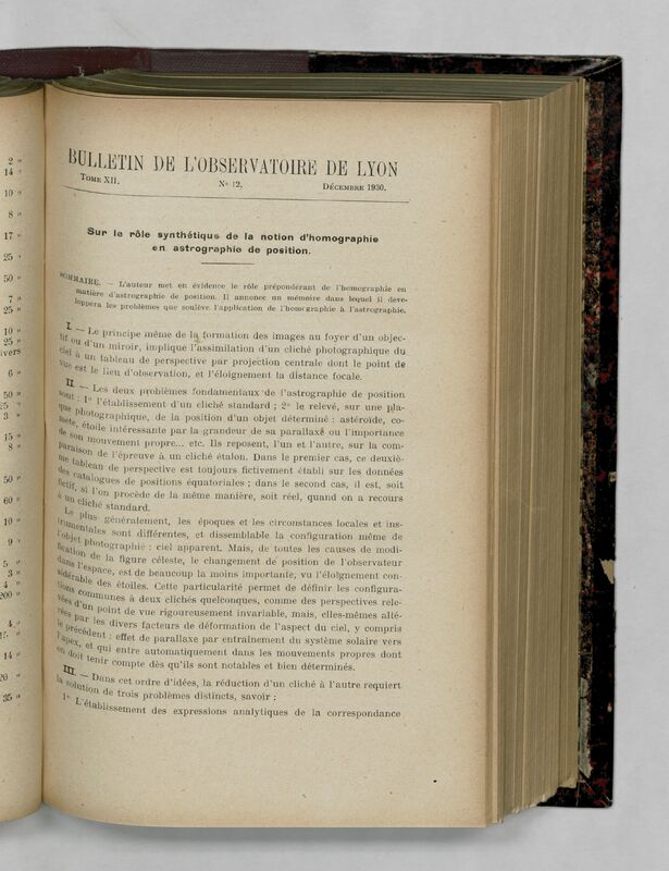 (1930) Bulletin de l'Observatoire de Lyon