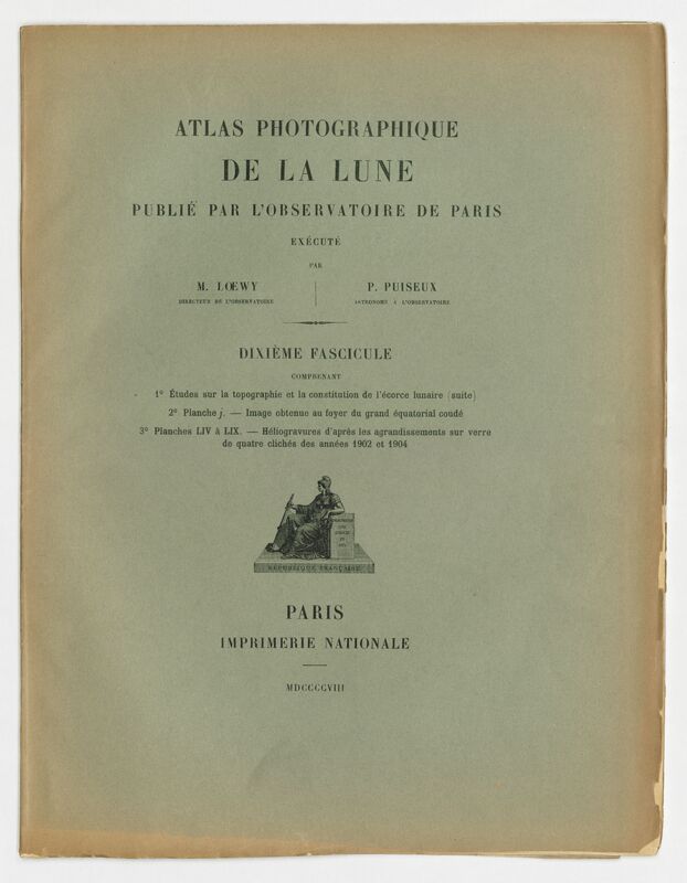 Index du dixième fascicule, Atlas photographique de la lune publié par l'Observatoire de Paris