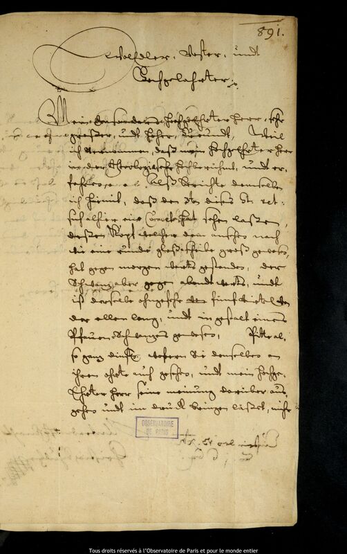 Lettre de Christian Schultz à Jan Heweliusz, Kostrzyn nad Odra, 13 décembre 1664