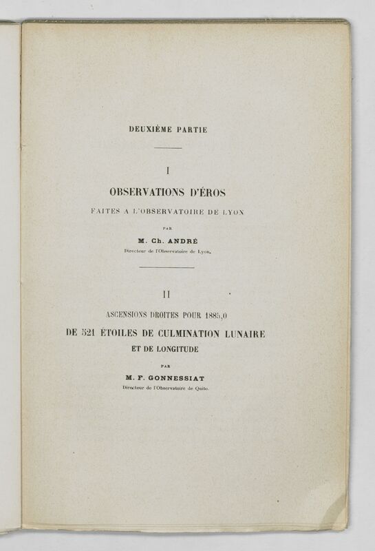 (1903) Travaux de l'Observatoire de Lyon