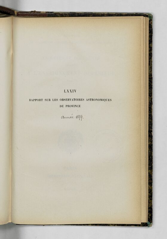 (1899) Rapport sur les observatoires astronomiques de province