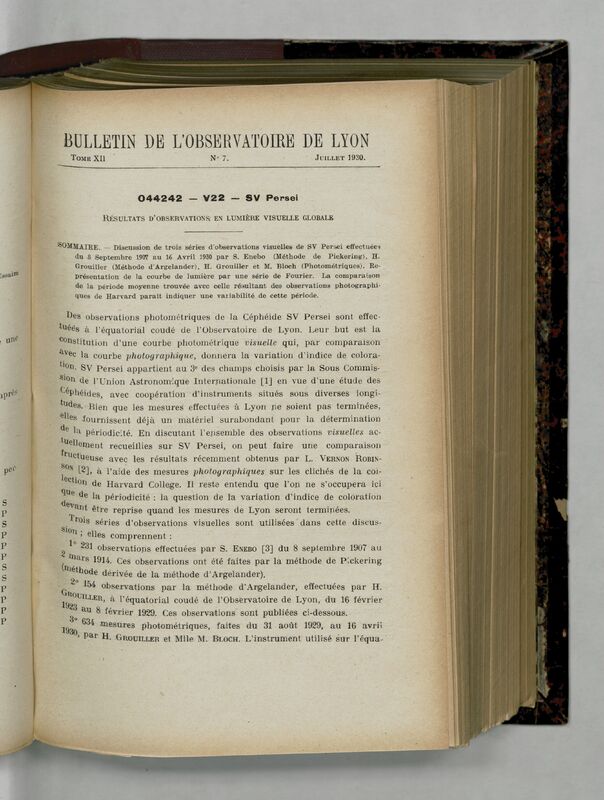 (1930) Bulletin de l'Observatoire de Lyon