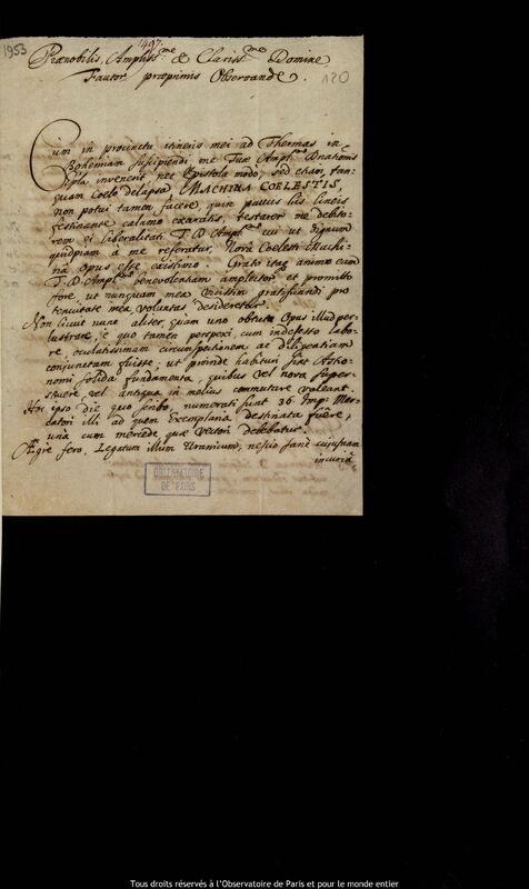 Lettre d'Adam Adamandus Kochanski à Jan Heweliusz, Wroclaw, 26 avril 1679