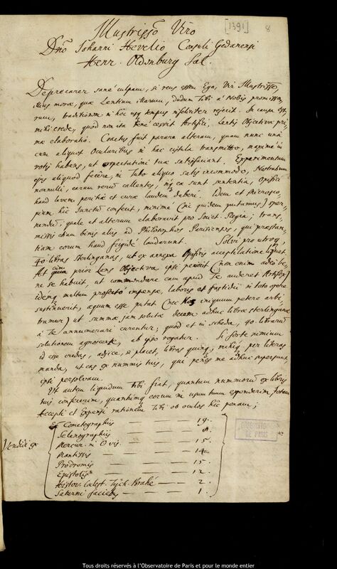 Lettre de Henry Oldenburg à Jan Heweliusz, Londres, 2 août 1669