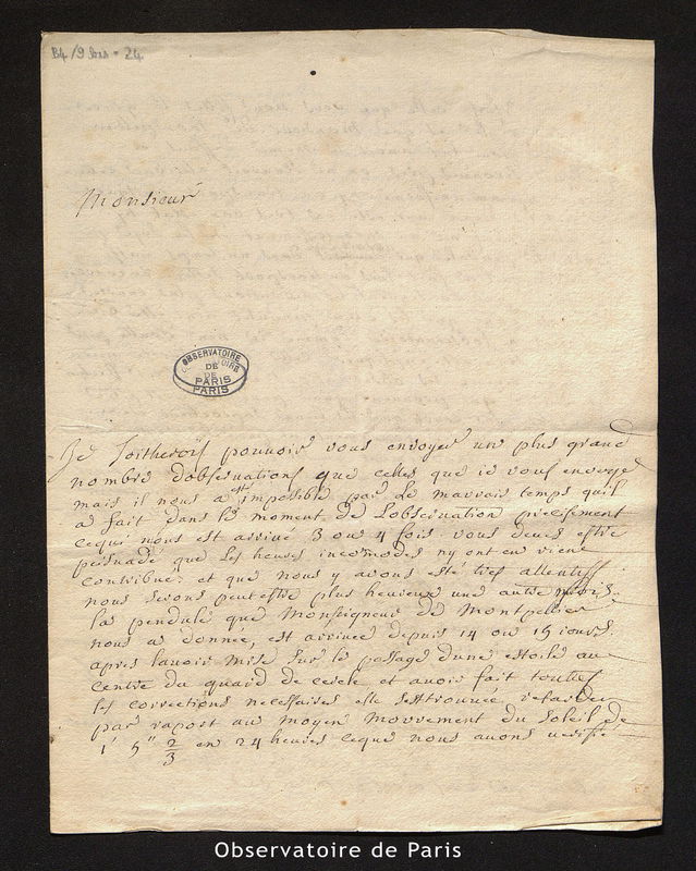 Lettre de De Clapiès, Montpellier le 4 avril 1710