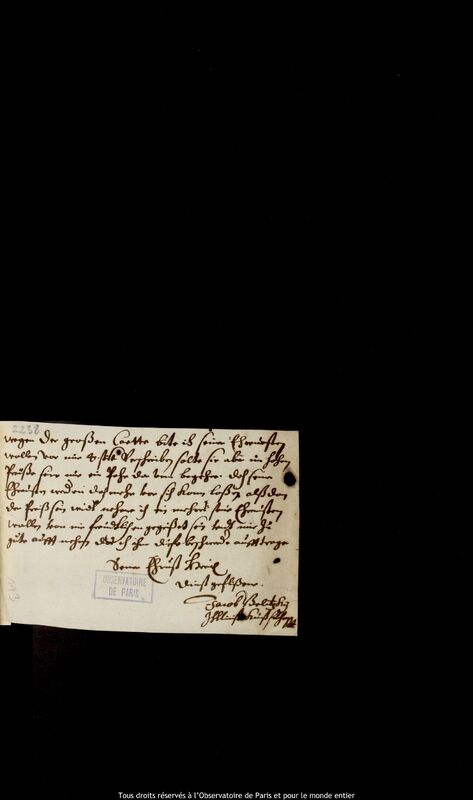 Lettre de Jacob Beletzky à Jan Heweliusz, 1678