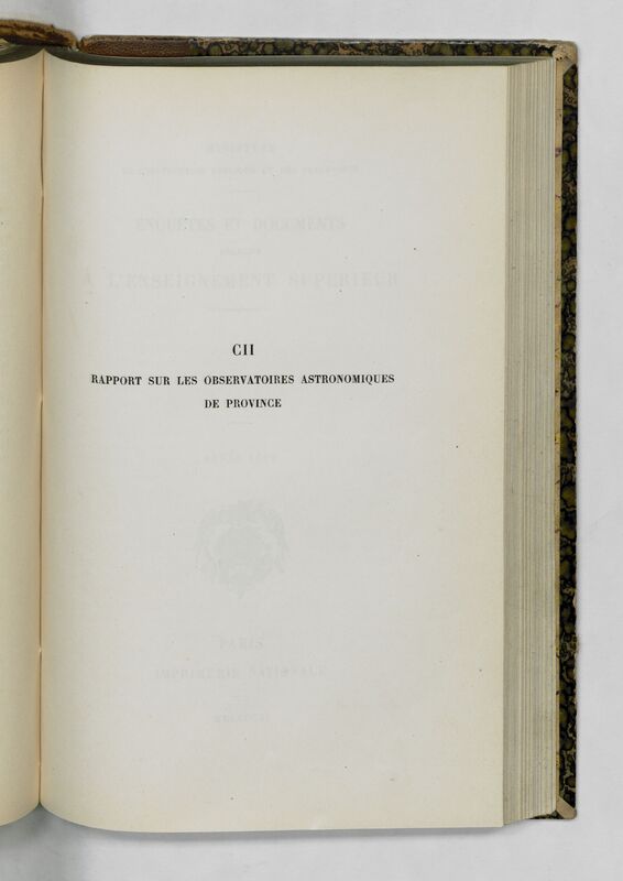 (1909) Rapport sur les observatoires astronomiques de province